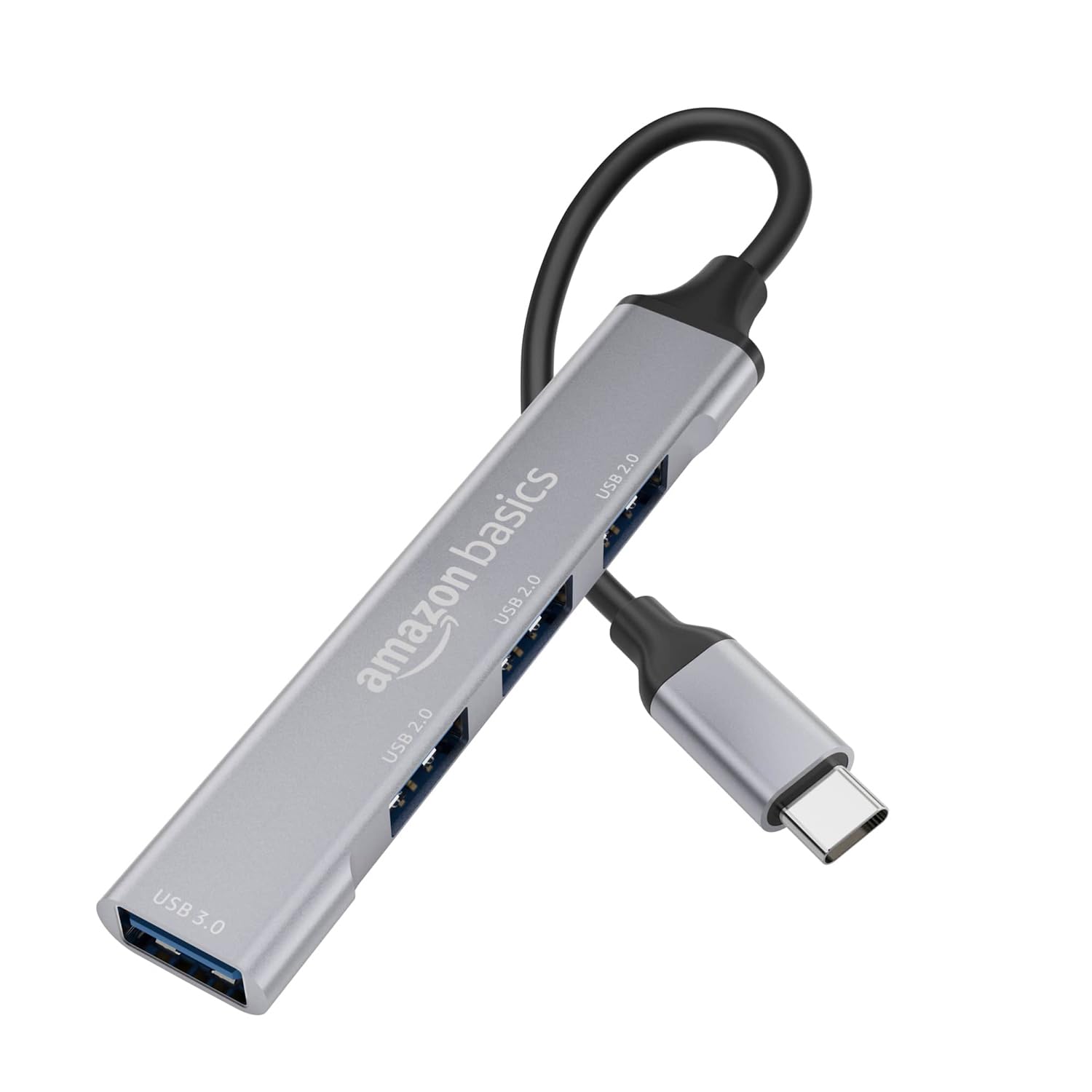 Amazon Basics 4-in-1 USB C Hub, Type C Multiport with 1 x USB 3.0 & 3 x USB 2.0 Ports
