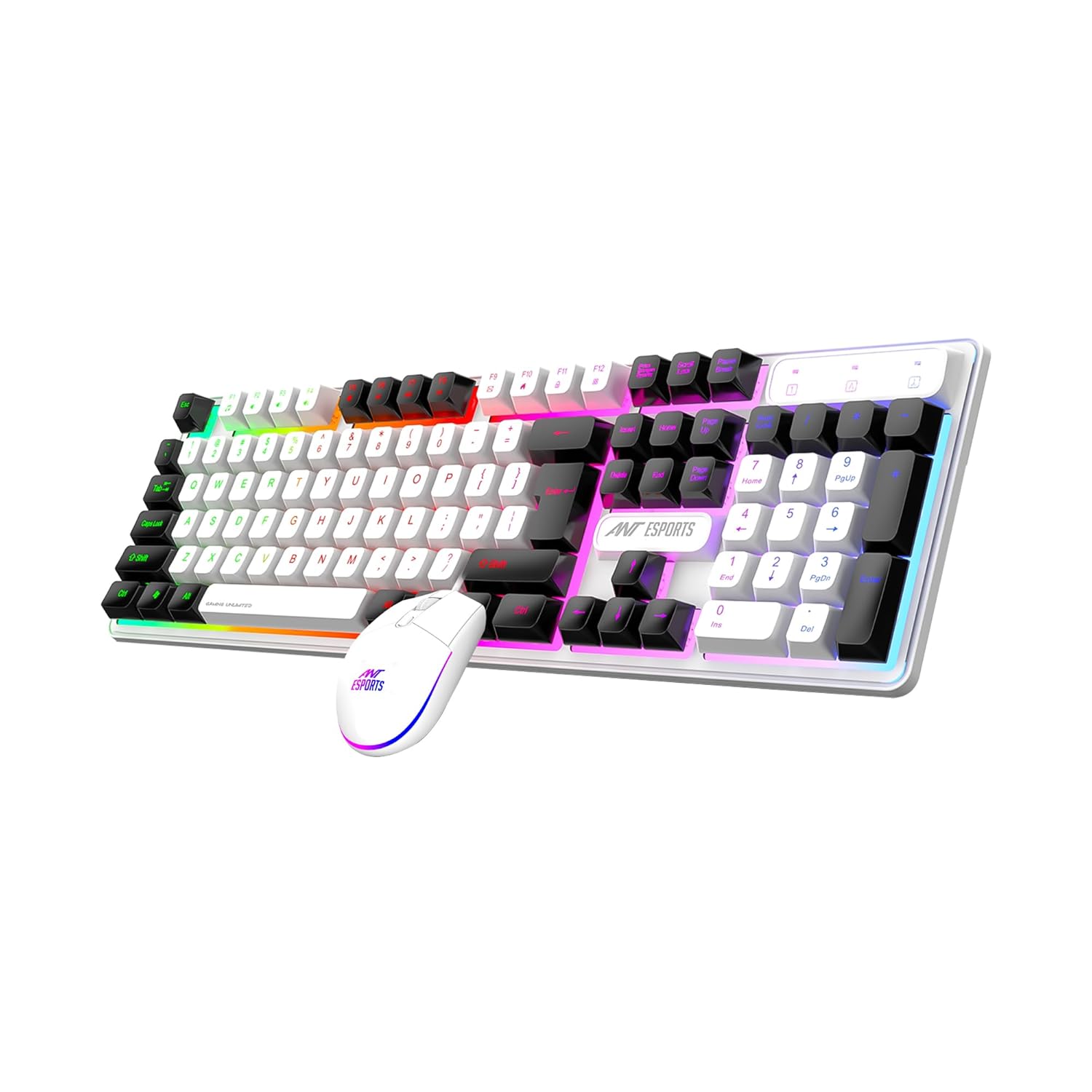 Ant Esports KM1610 LED Keyboard and Mouse Combo, 104 Keys Rainbow Backlit Keyboard and 7 Color RGB Mouse