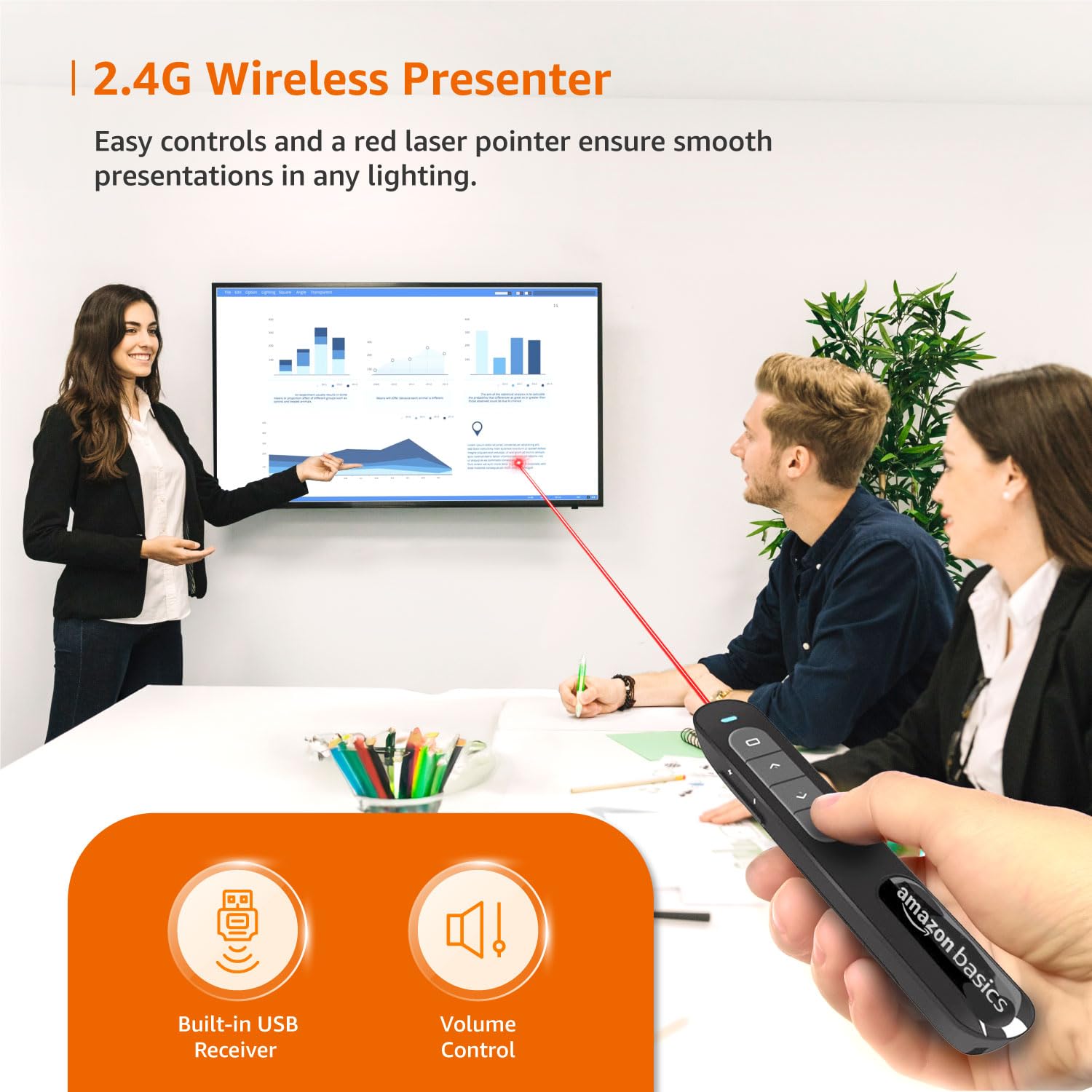 Amazon Basics Laser Pointer | Up to15 m Wireless Range | Wireless Presenter - Image 6