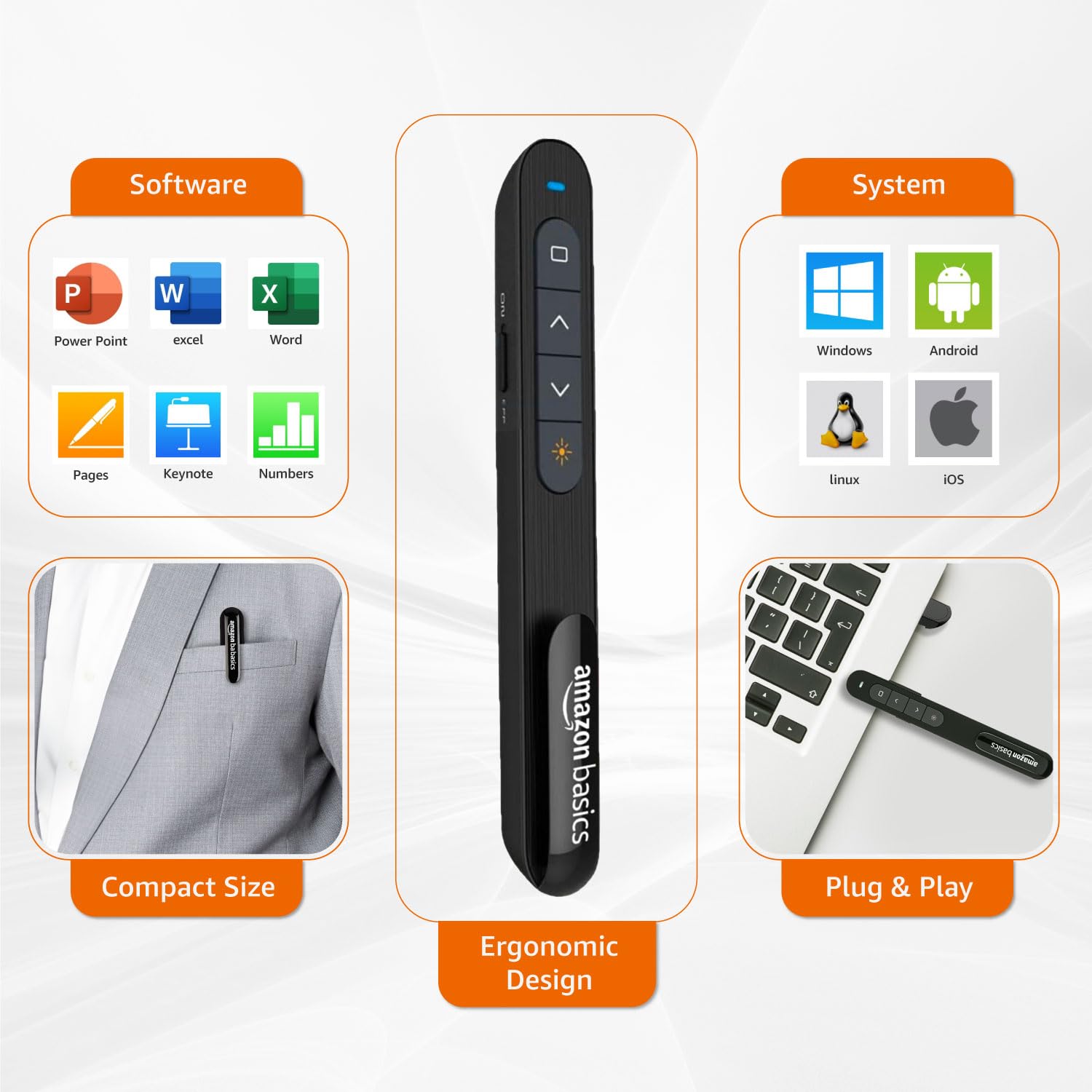 Amazon Basics Laser Pointer | Up to15 m Wireless Range | Wireless Presenter - Image 4
