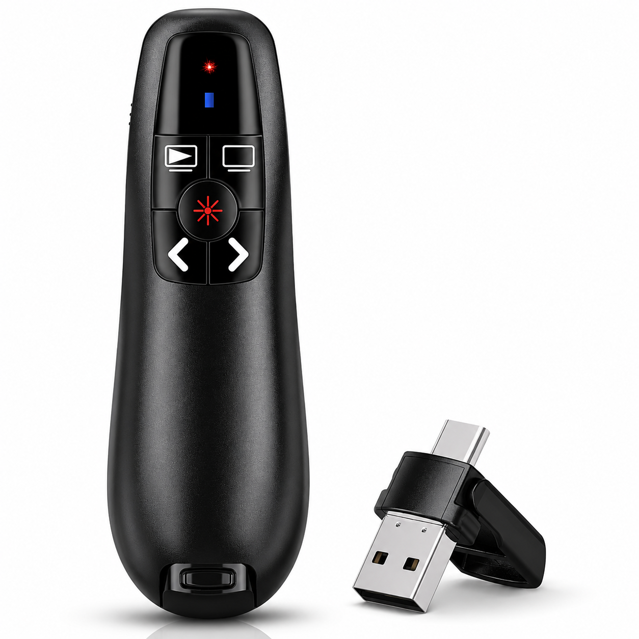 rts 2-in-1 Type C USB Wireless Laser Pointer Presenter for Presentation PPT Slide Changer Remote Clicker with Volume Control PowerPoint Clicker with for Google Slide Mac MacBook Laptop PC Computer